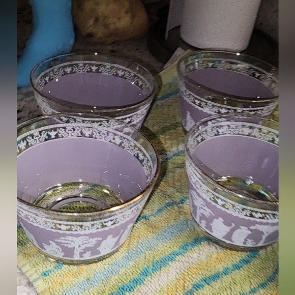 VINTAGE MCM JEANETTE HELLENIC LAVENDER SMALL DESSERT CUP BOWLS SET OF 4 - Picture 3 of 5